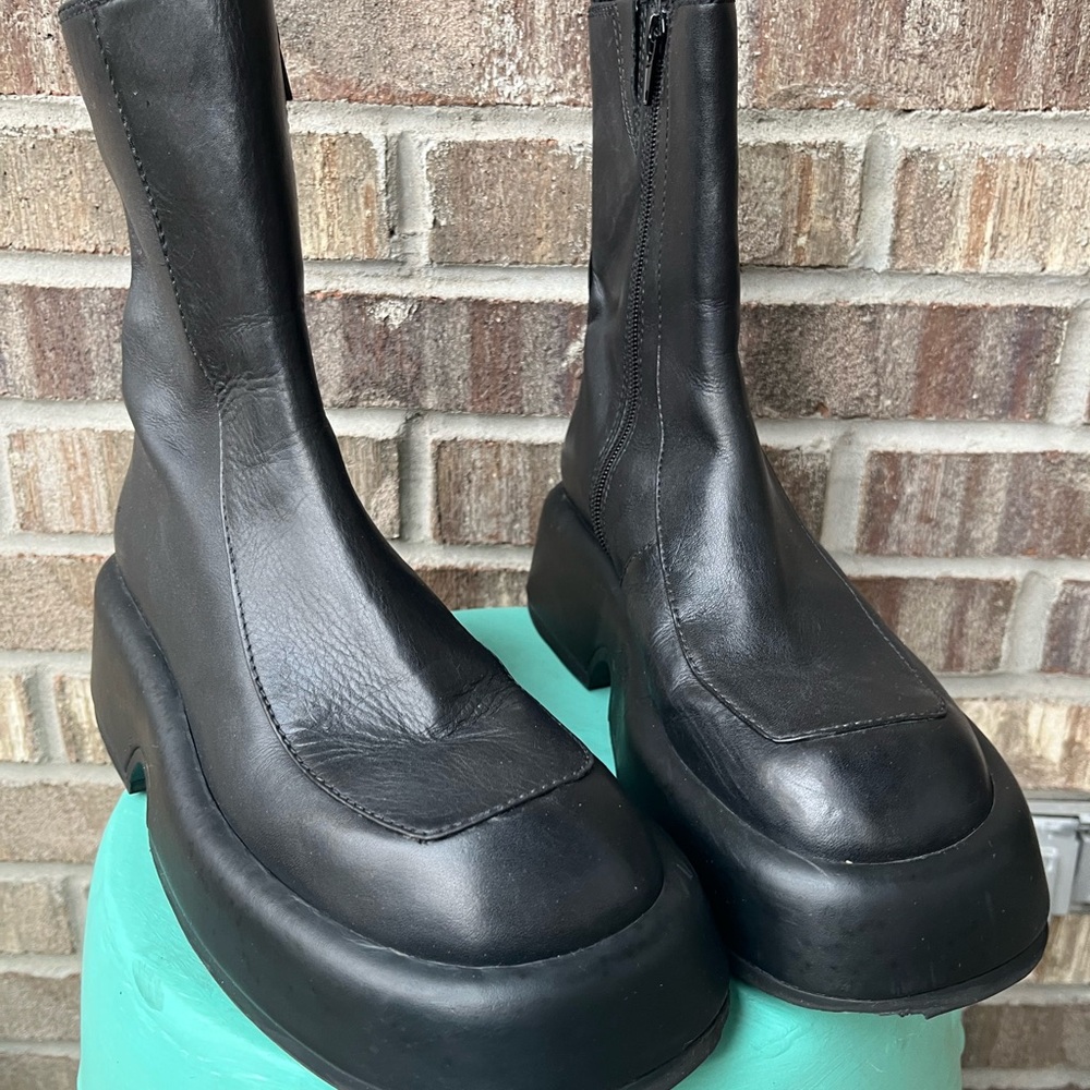 Mango Platform Leather Ankle boot 9?